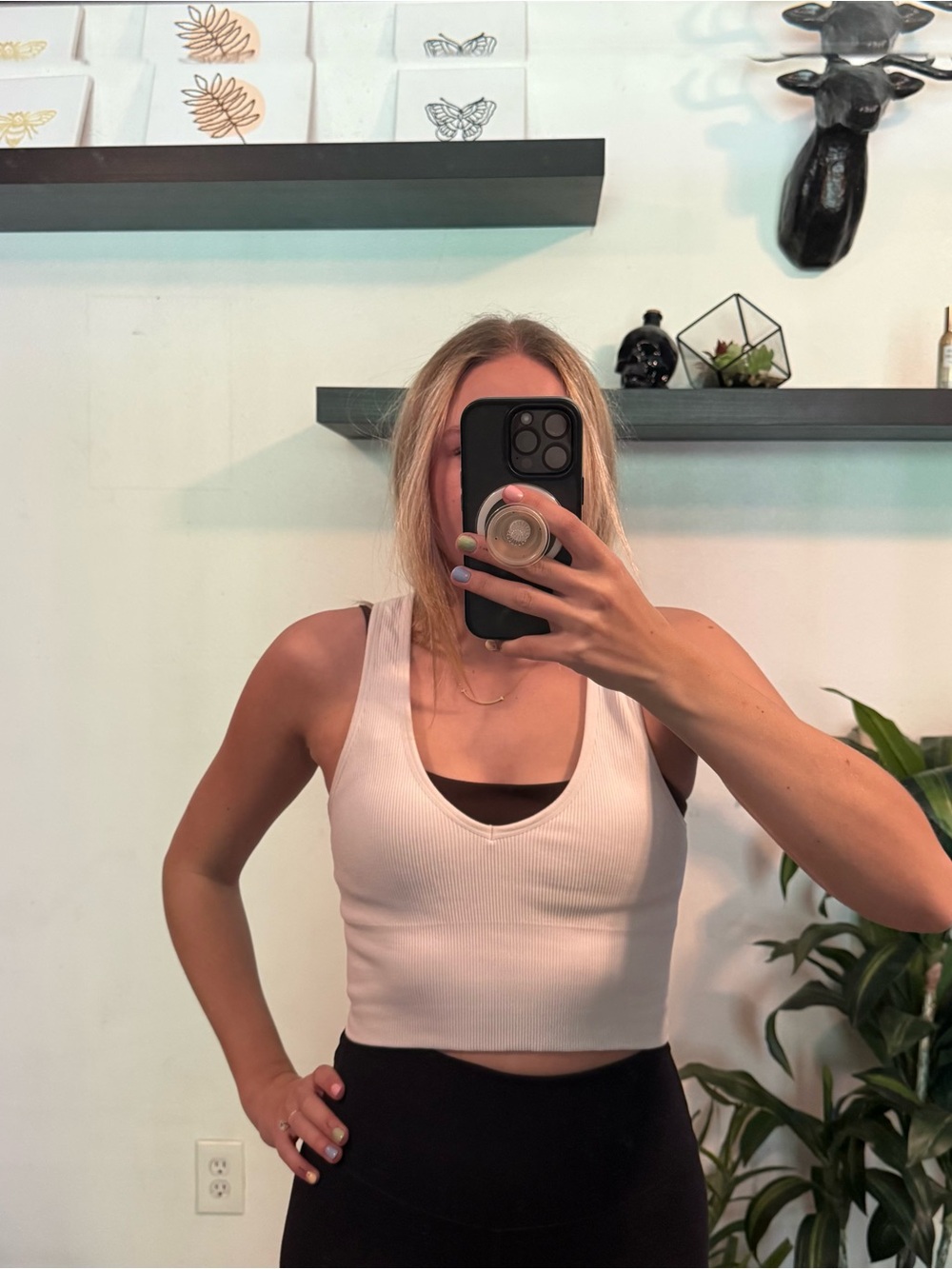 90 Degree By Reflex White Ribbed Cropped Tank